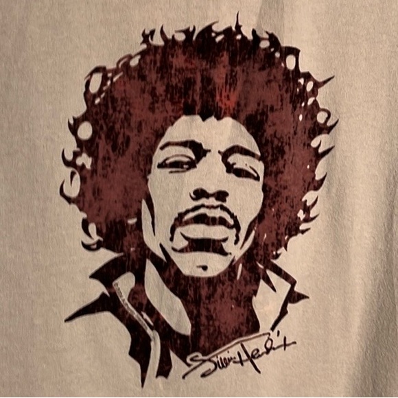 Jimi Hendrix Vintage Guitar Music Photo Portrait Beige Large T-Shirt - Picture 2 of 4